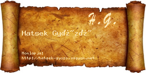 Hatsek Győző névjegykártya